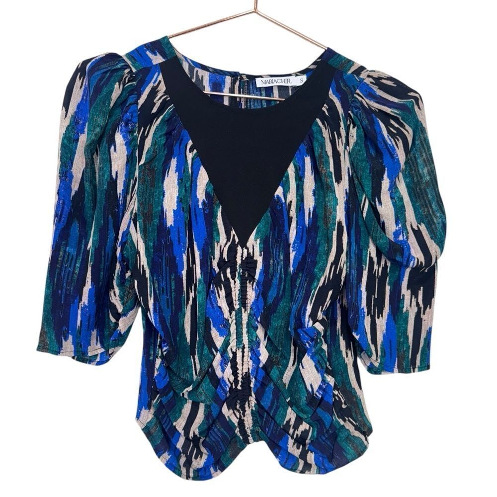 NEW Maria Cher Noia Abstract Silk Blouse Size Small